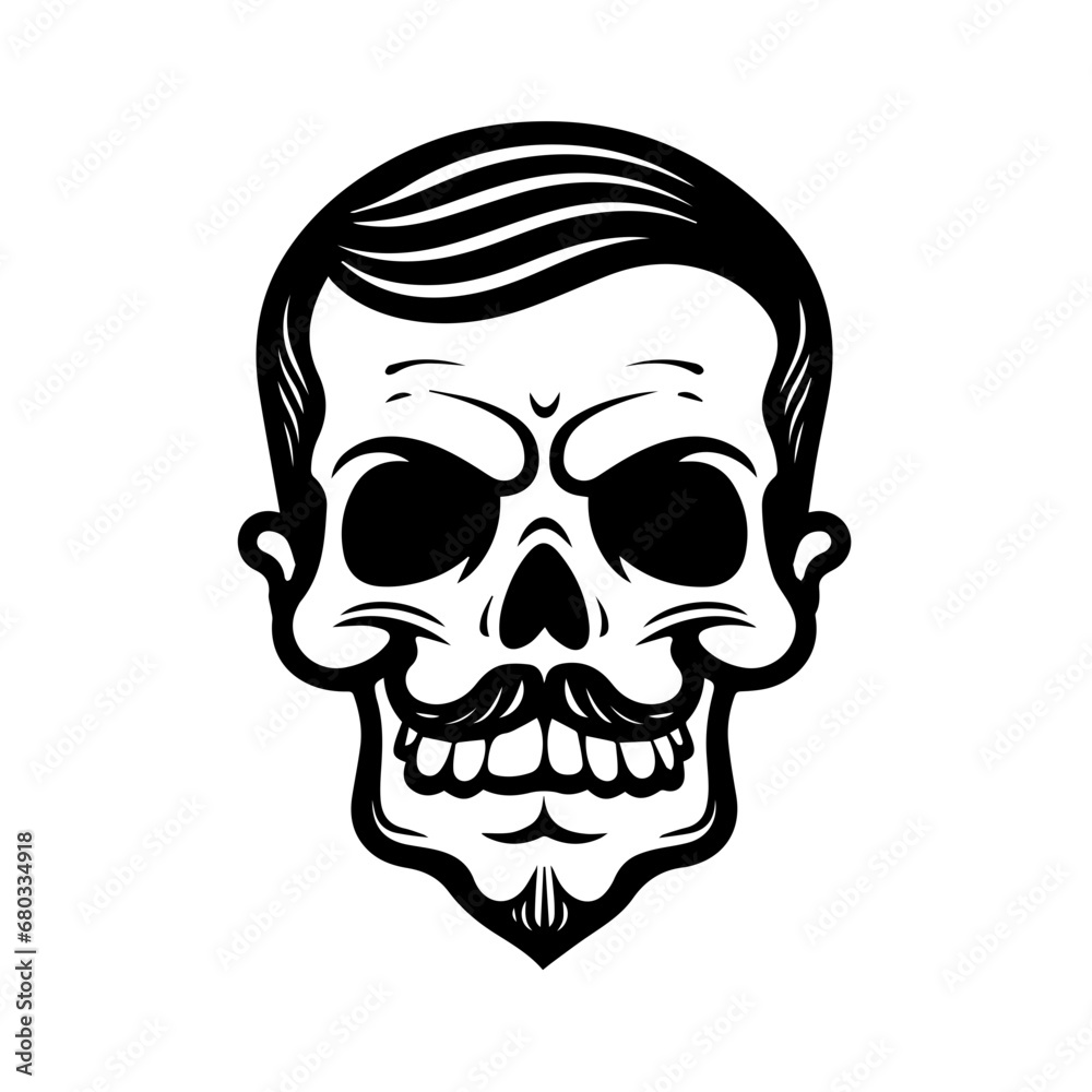 Hipster Moustache Skull Vector Illustration