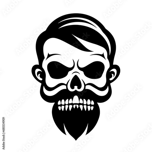 Hipster Moustache Skull Vector Illustration