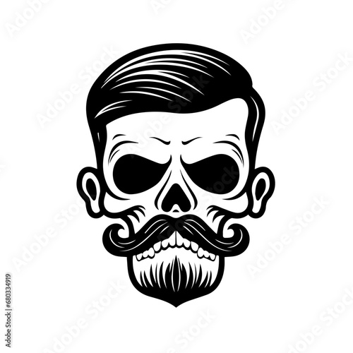 Hipster Moustache Skull Vector Illustration