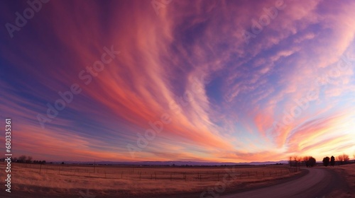 Wispy cirrostratus clouds creating a dreamy celestial canvas 
