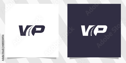 letter vp pv with road logo design