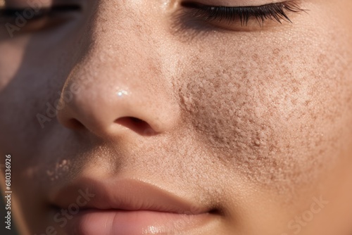Close-up of skin being exfoliated with a natural scrub for healthy glow. photo