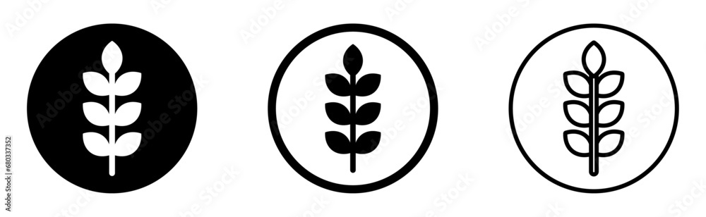 Wheat symbol vector icons. Line and solid wheat flat vector icon collection Wheat symbol vector icons. Line and solid wheat flat vector icon collection