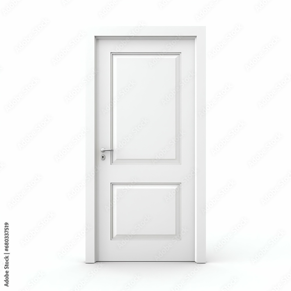 Simplicity in Design: White Door Isolated on White Background. Generative ai Simplicity in Design: White Door Isolated on White Background. Generative ai
