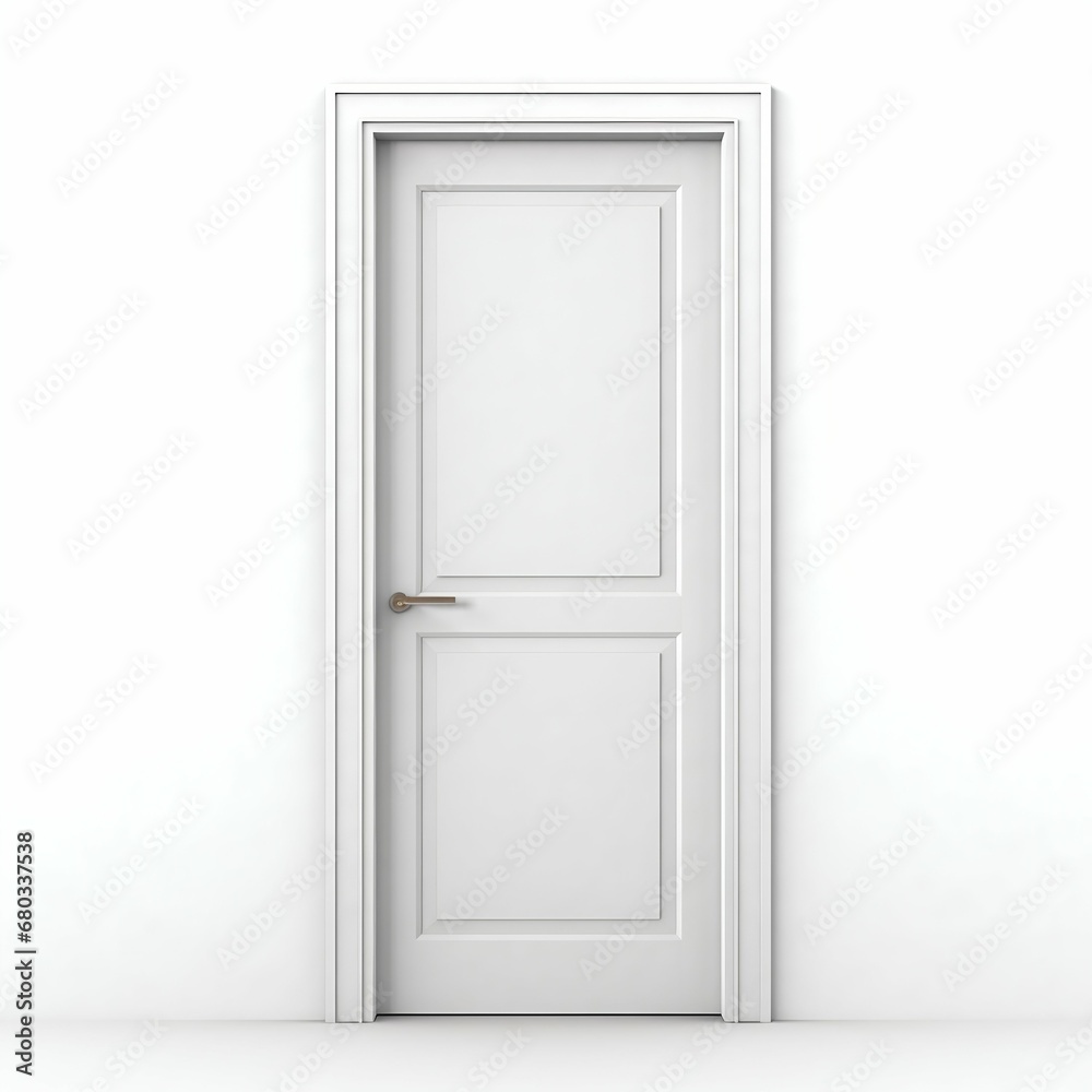 Simplicity in Design: White Door Isolated on White Background. Generative ai Simplicity in Design: White Door Isolated on White Background. Generative ai