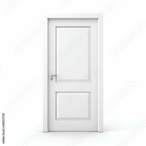 Simplicity in Design: White Door Isolated on White Background. Generative ai