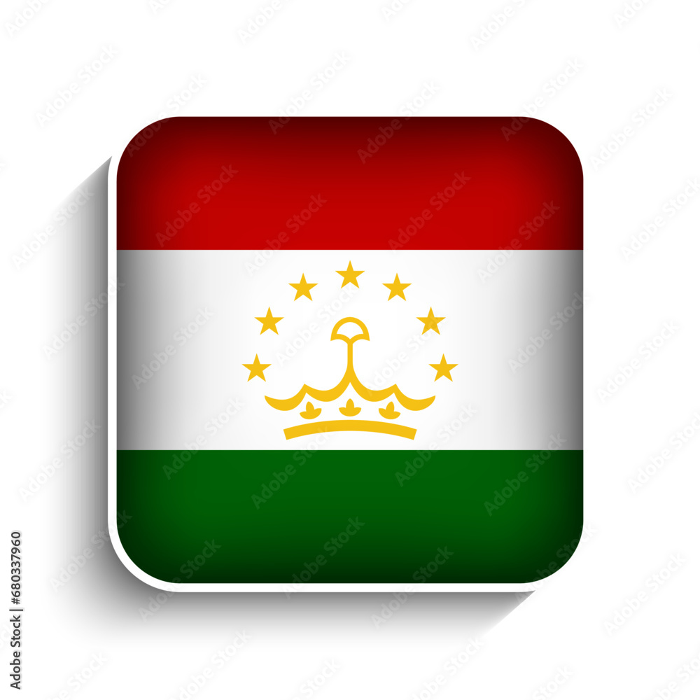 Fototapeta premium Vector Square Tajikistan Flag Icon