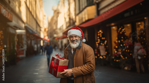 Older man in Santa hat with...