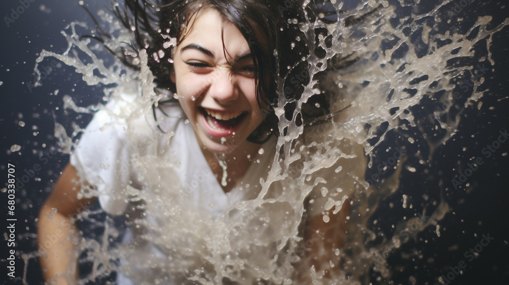 Obraz premium abstract water splash and teenager girl