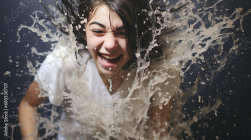 abstract water splash and teenager girl