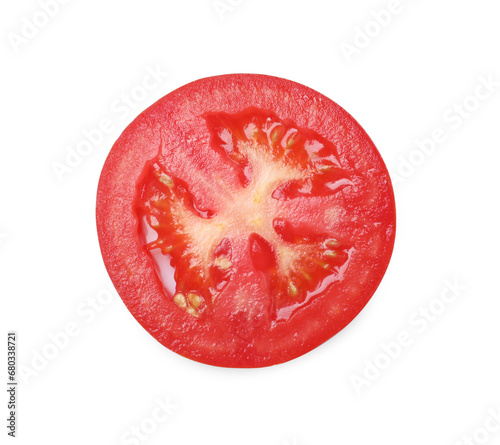 Wallpaper Mural Slice of fresh ripe tomato isolated on white, top view Torontodigital.ca
