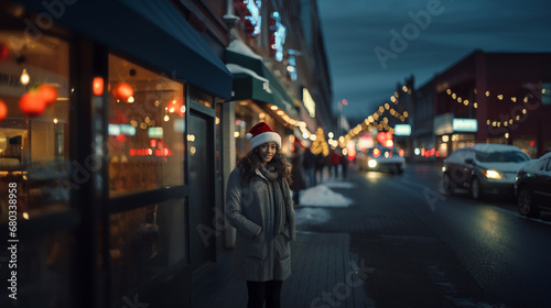 festive woman in white sant...