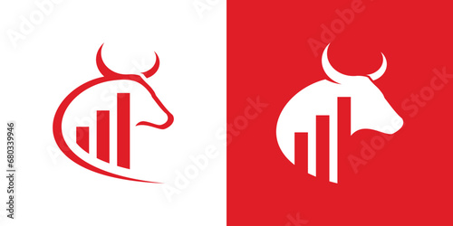 logo design combining the shape of a bull with investment graphics.