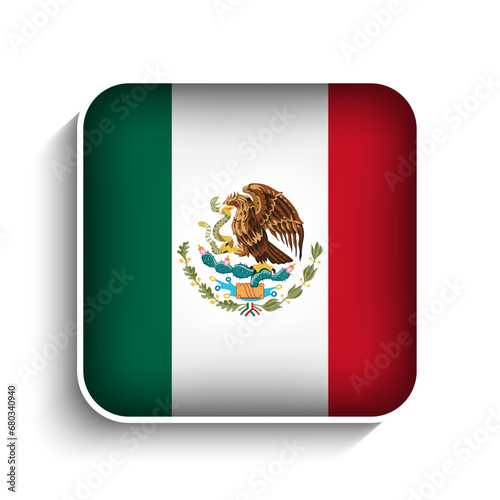 Vector Square Mexico Flag Icon