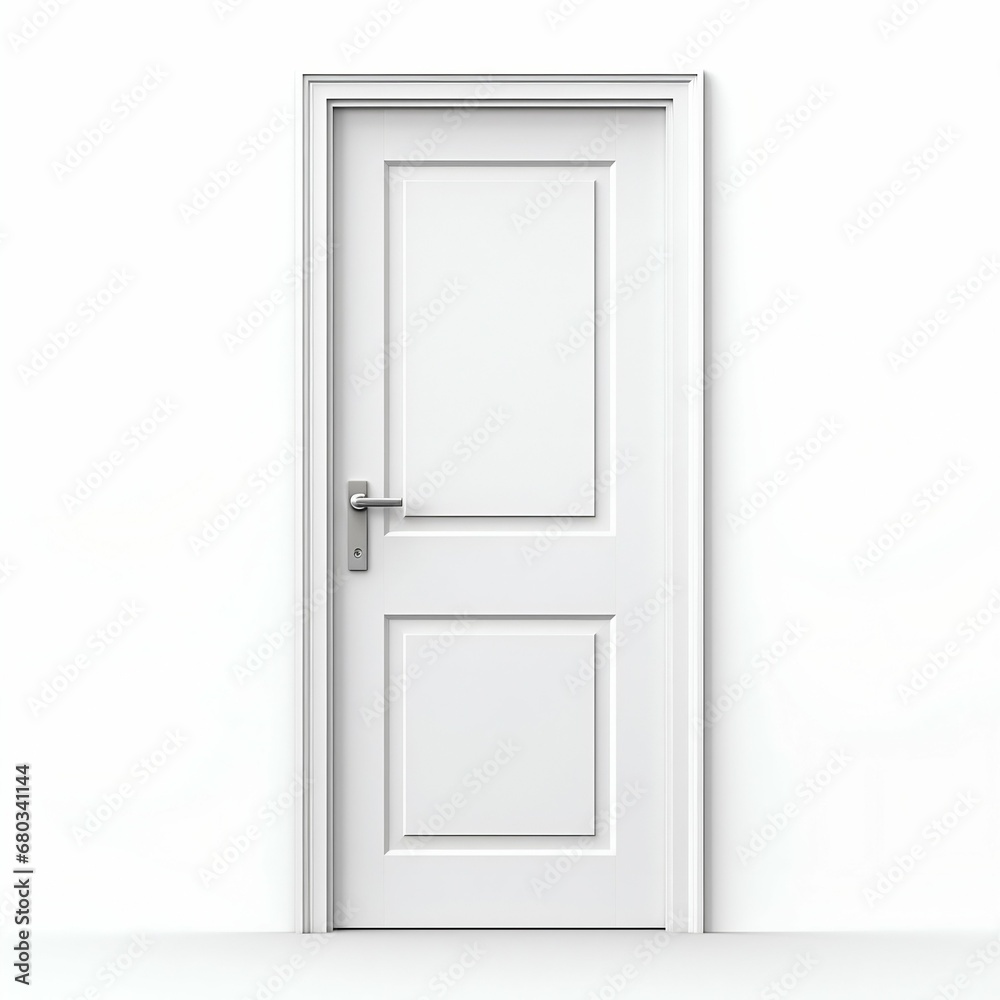 Simplicity in Design: White Door Isolated on White Background. Generative ai Simplicity in Design: White Door Isolated on White Background. Generative ai