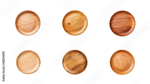 Collection of PNG. Wooden plate top view isolated on a transparent background.