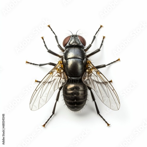 Nature's Detail: Fly Isolated on White Background. Generative ai © Scrudje