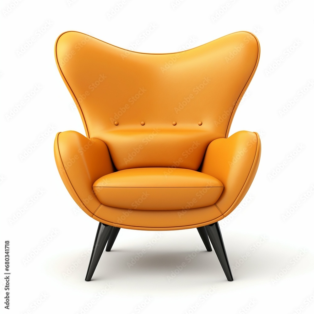 Contemporary Comfort: Modern Accent Lounge Armchair Isolated on White. Generative ai Contemporary Comfort: Modern Accent Lounge Armchair Isolated on White. Generative ai