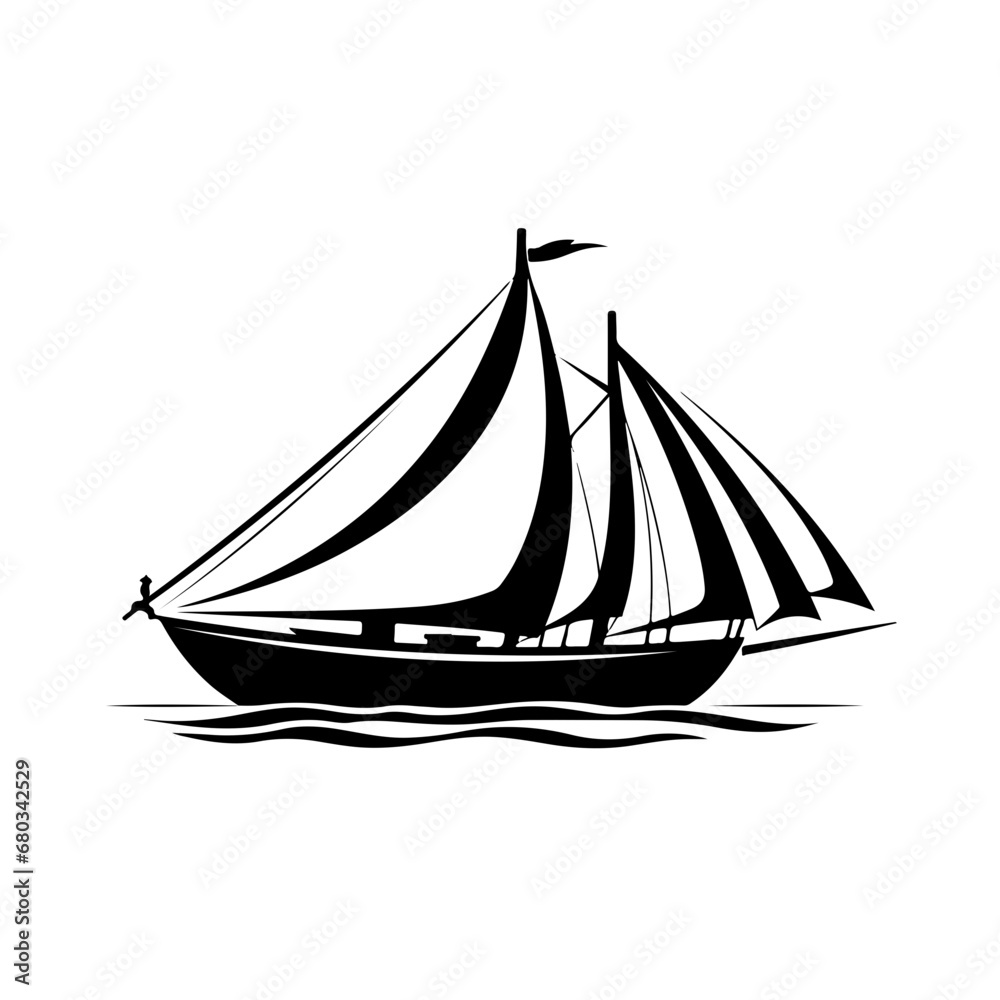 Elegant Sailboat Vector Illustration