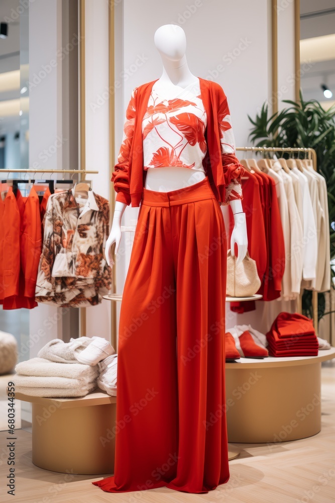 Obraz premium Fashionable clothing collection in modern boutique AI generated illustration