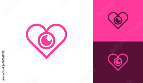 Heart lens camera photography logo design