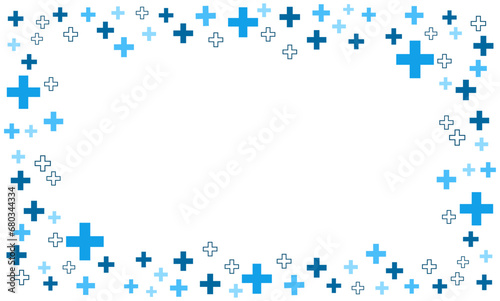 Flat abstract geometric blue medical cross healthcare pharmaceutical frame illustration