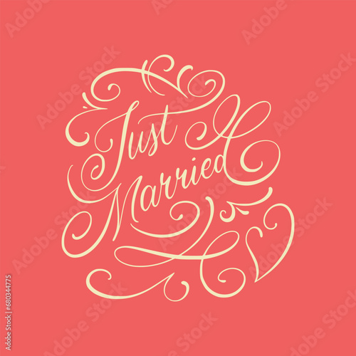 Just married lettering with ornament (ID: 680344775)