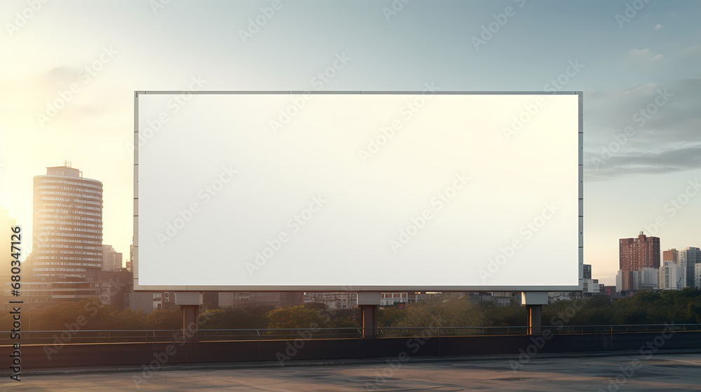 Billboard large horizontal screen white canvas background, urban outdoor billboard background Billboard large horizontal screen white canvas background, urban outdoor billboard background
