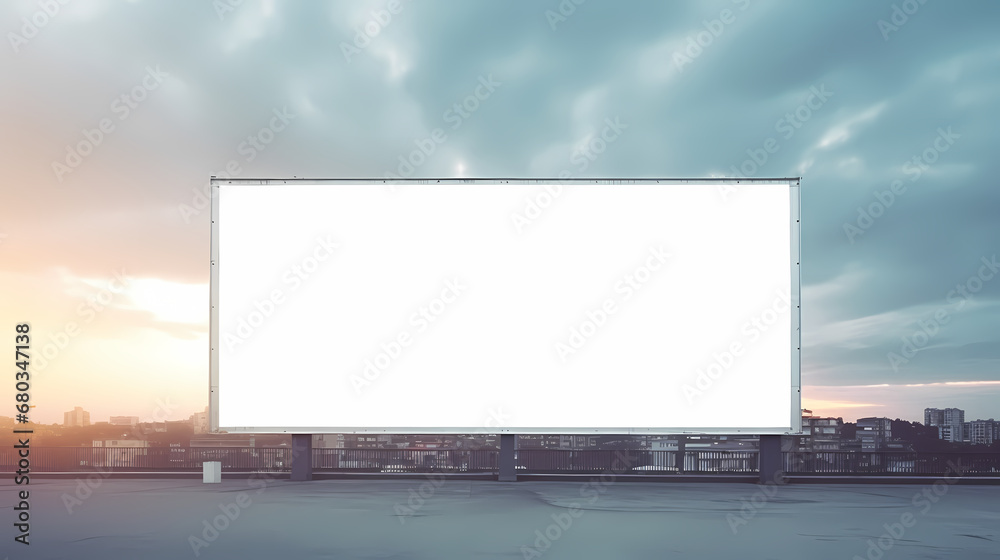 Billboard large horizontal screen white canvas background, urban outdoor billboard background Billboard large horizontal screen white canvas background, urban outdoor billboard background