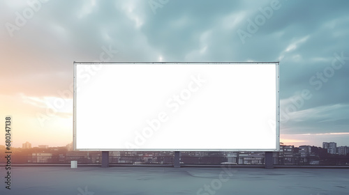 Billboard large horizontal screen white canvas background, urban outdoor billboard background