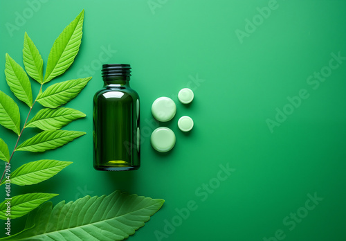 Alternate herbal medicine made from herbal extracts with copy space