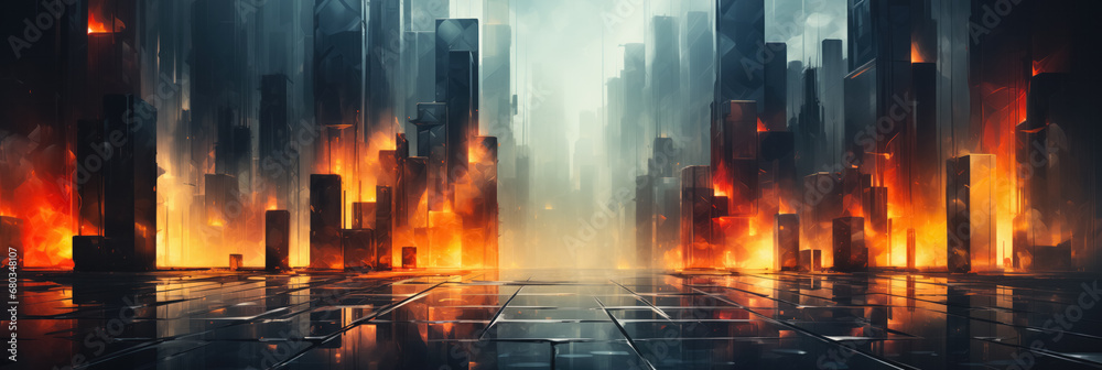 Absttract art - Digital painting of a city Absttract art - Digital painting of a city