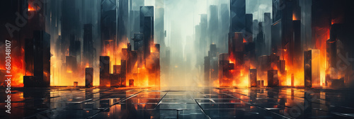 Absttract art - Digital painting of a city