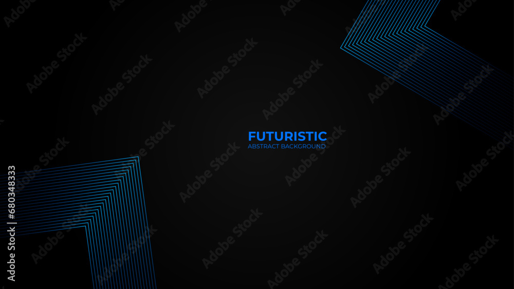 Dark 3d abstract modern background with blue glowing stripes. Futuristic technology concept design for banner, backdrop, wallpaper, cover, presentation background. Vector illustration Dark 3d abstract modern background with blue glowing stripes. Futuristic technology concept design for banner, backdrop, wallpaper, cover, presentation background. Vector illustration