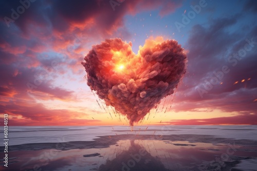 Spectacular heart formation in the sky AI generated illustration