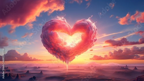 Spectacular  heart formation in the sky   AI generated illustration