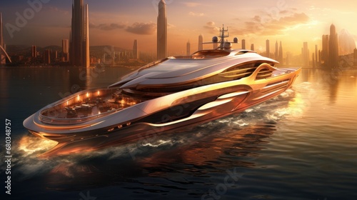 Transportation on water yacht luxury scene   AI generated illustration © ArtStage