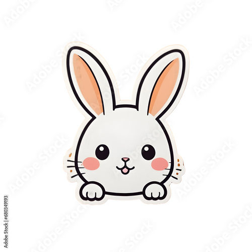 High-Definition Illustration of an Adorable Cartoon Bunny with Big Ears and Expressive Eyes  Sitting Down with a Cute Smile  Transparent Background - Perfect for Children s Book Illustrations and Fest