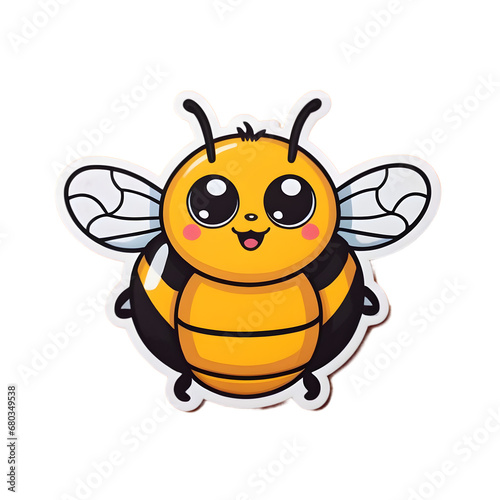 Cartoon Illustration of a Friendly Kawaii Bee with a Cheerful Expression and Detailed Wings on a Transparent Background  Perfect for Educational and Environmental Themes