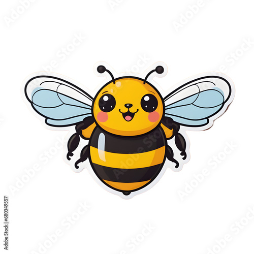 Cartoon Illustration of a Friendly Kawaii Bee with a Cheerful Expression and Detailed Wings on a Transparent Background  Perfect for Educational and Environmental Themes