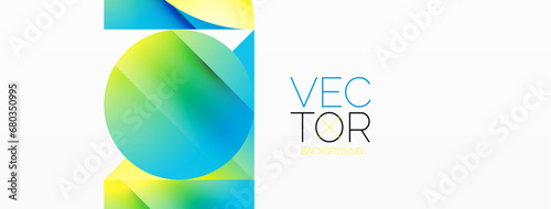Serene gradient template. Circles and triangles mingle in minimalist perfection. Gentle fusion of forms and hues creates balanced yet captivating backdrop, embodying modern sophistication