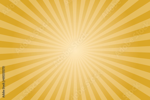 Sunburst goldenrod rays pattern. Radial sunburst ray background with stripes. Vector illustration. Sun background as design element. 