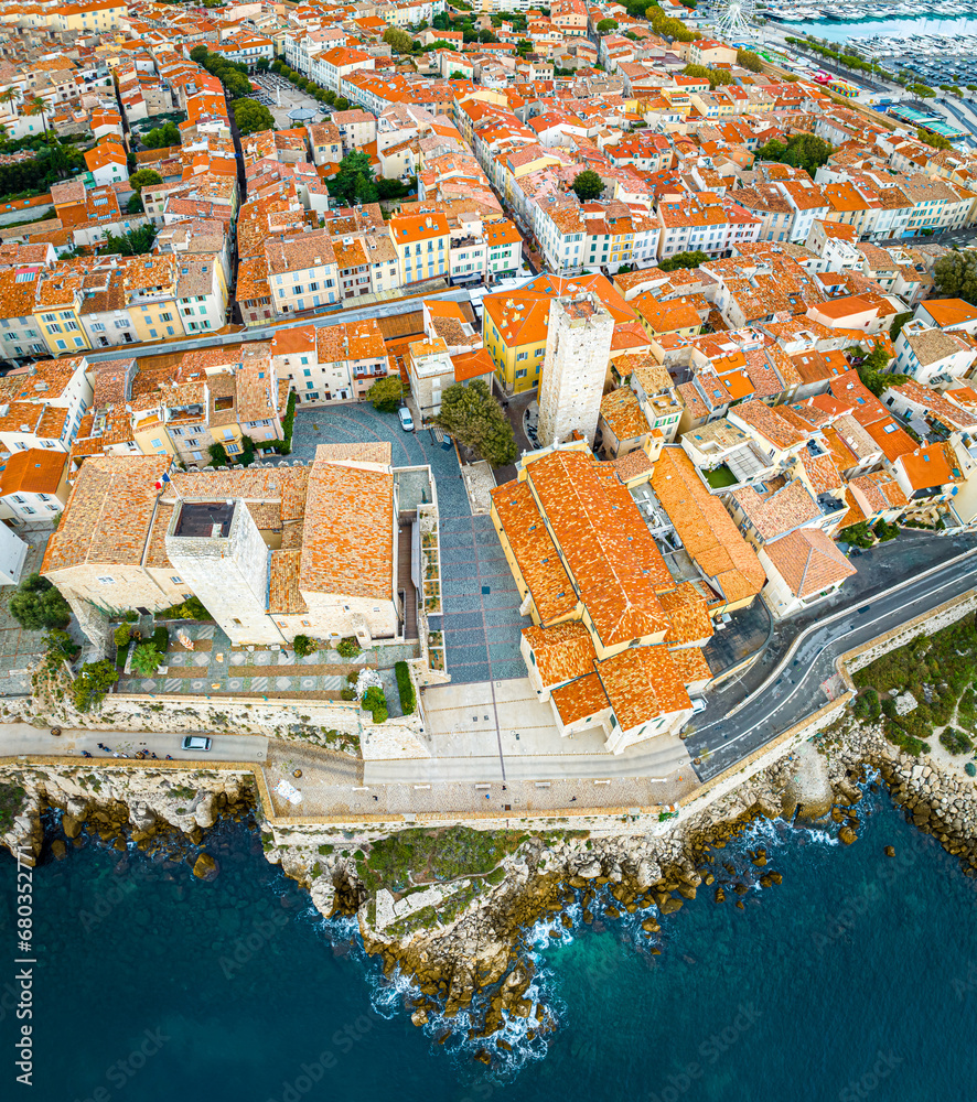 Aerial view of Antibes, a resort town between Cannes and Nice on the French Riviera