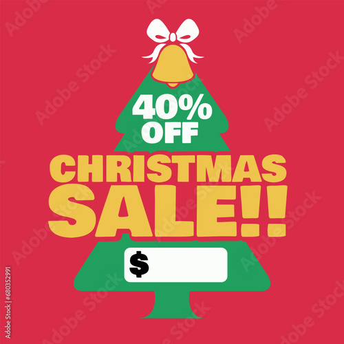 christmas tree design with discount promotion and price tag