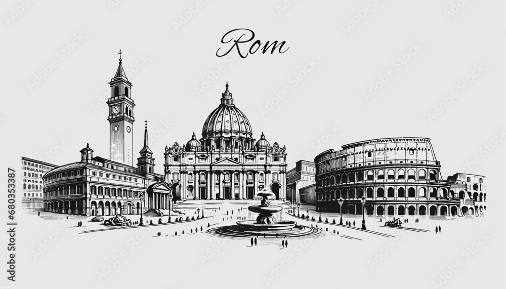 Rom Skyline Panorama - Vektor-Illustration