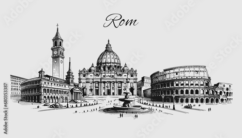 Rom Skyline Panorama - Vektor-Illustration
