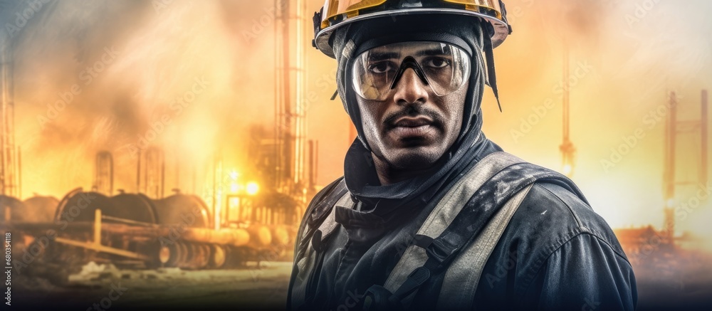 The young man, dressed in black safety gear, had a happy expression on his face as he stood in front of the construction site, his portrait exhibiting the hard work he put into shaping the space on The young man, dressed in black safety gear, had a happy expression on his face as he stood in front of the construction site, his portrait exhibiting the hard work he put into shaping the space on