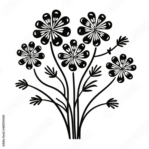 Flower Plant Twig Beautiful Fragrant Blooms Wallpaper Design Abstract Line Art Background Graphic