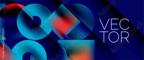 Squares and circles design. Fluid color gradients with metallic effects. Serene synergy of shapes, merging squares and circles into harmonious, captivating design