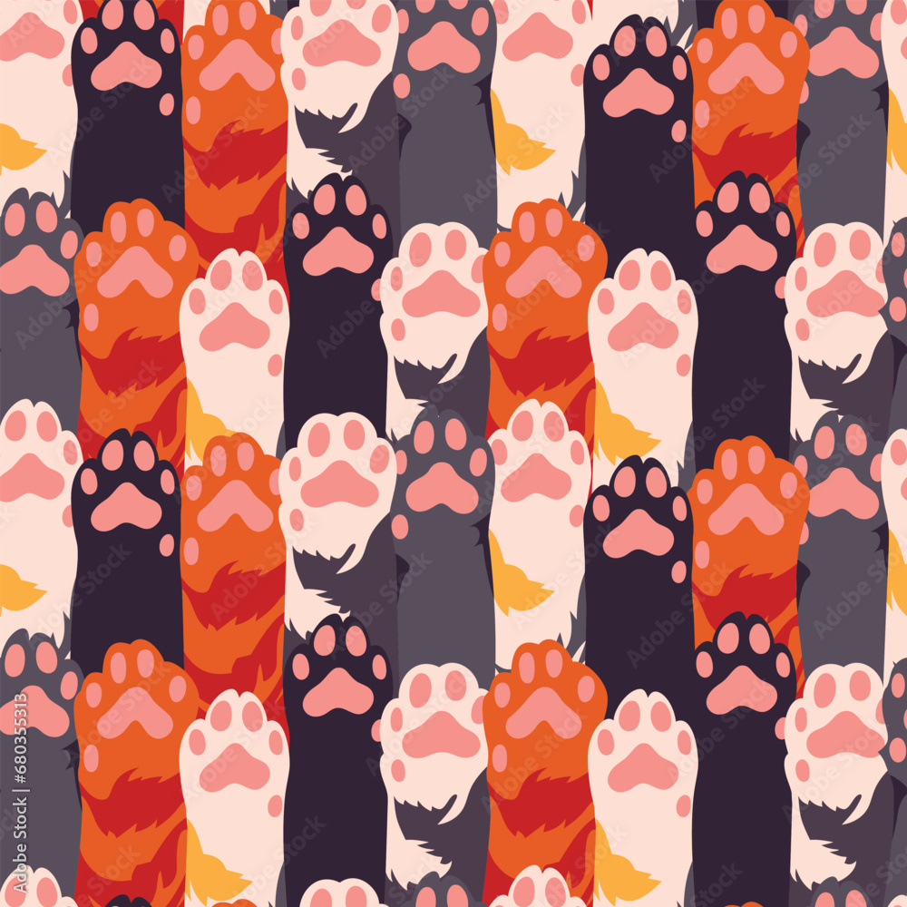 Five Cat paws minimalist pattern Design